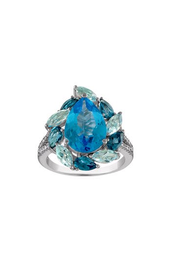 Fzn Swiss Blue Topaz & Diamond Ring