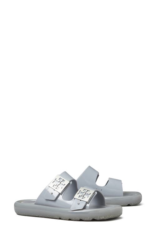 Shop Tory Burch Buckle Bubble Jelly Slide Sandal In Light Gray/silver