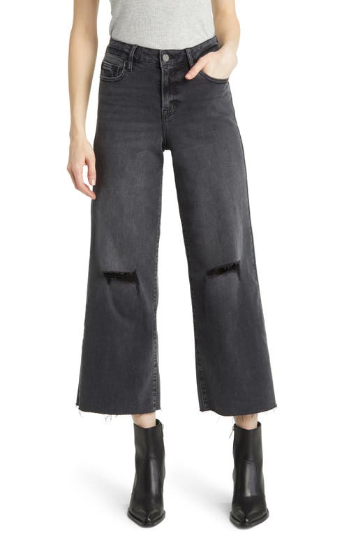 Ripped Crop Wide Leg Jeans in Charcoal