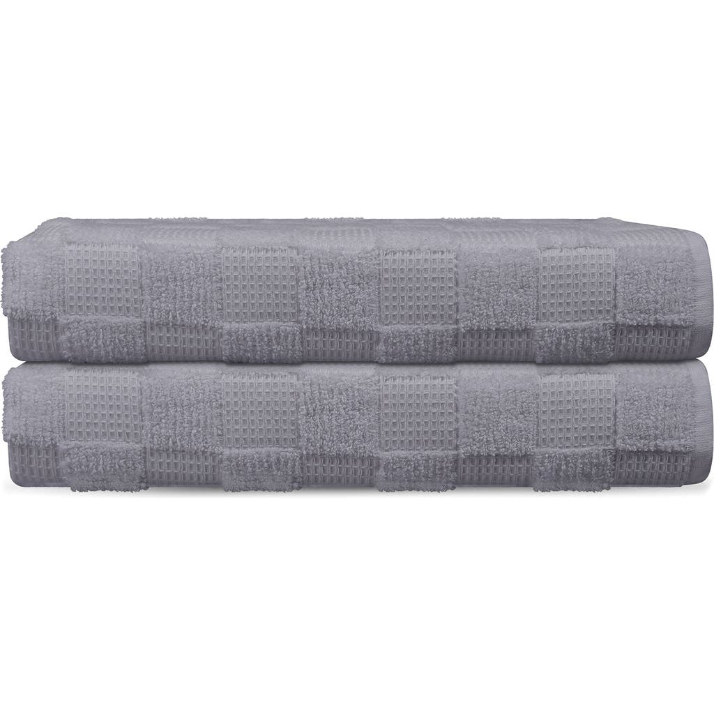 Shop Brooks Brothers Pera 2-piece Turkish Cotton Bath Towels In Silver