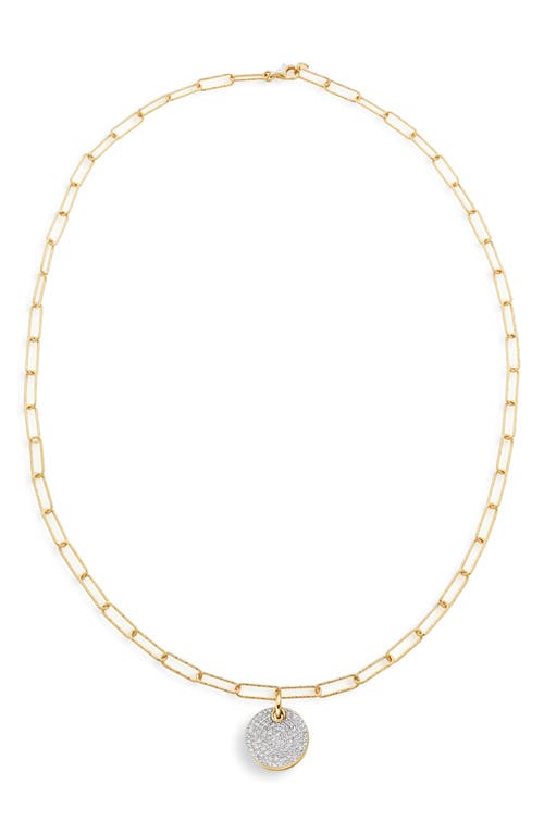 Shop Monica Vinader Ava Diamond Disc Pendant Necklace In 18k Gold Vermeil/diamond