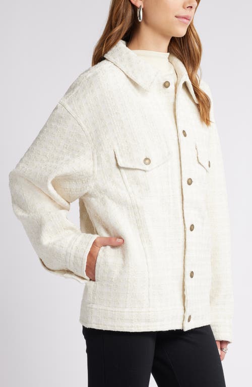 Open Edit Oversize Tweed Trucker Jacket In Ivory Dove