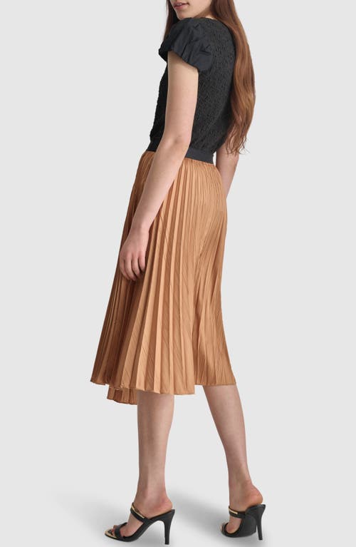 Shop Dkny Pleated Asymmetric Midi Skirt In Tawney