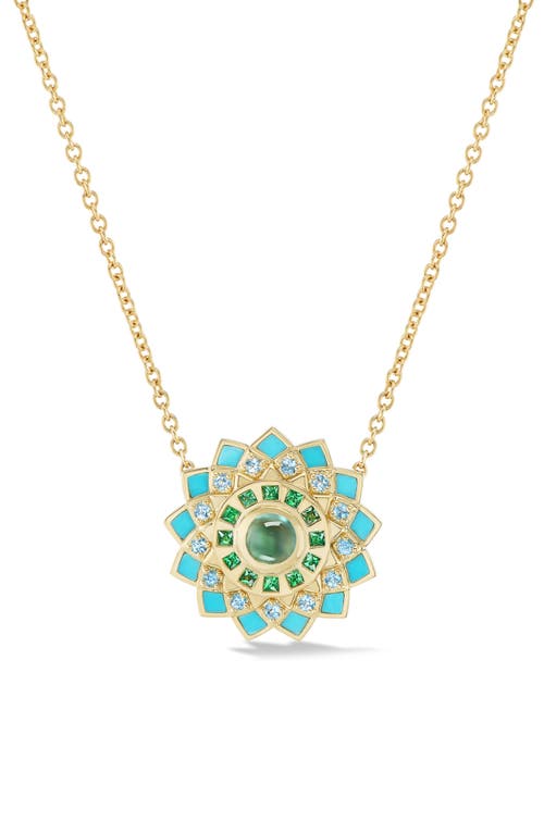 Orly Marcel Mini Temple Inlay Mandala Necklace in Turquoise at Nordstrom