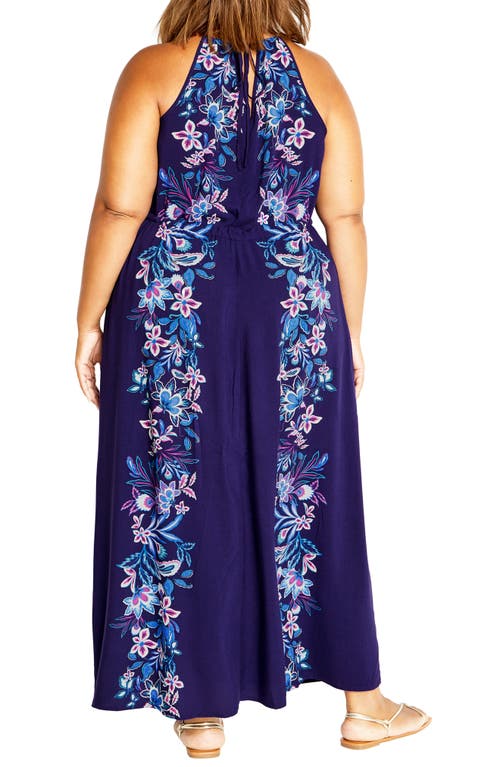 Shop City Chic Island Floral Maxi Dress In Blue Tropics