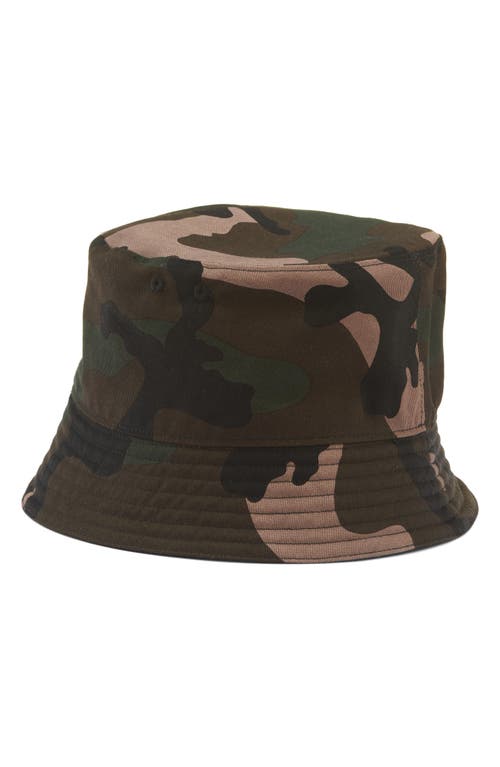 Shop Valentino Garavani Reversible Camo Bucket Hat In Camouflage/nero