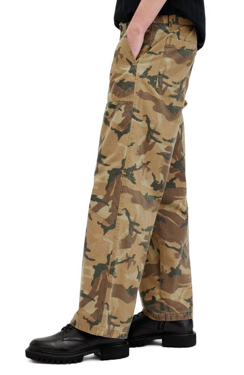 Shop Allsaints Gaspar Camo Straight Leg Pants In Camo Brown