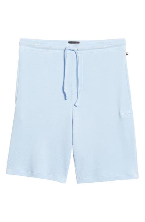 Shop Hugo Boss Boss Ribbed Pajama Shorts In Light Blue