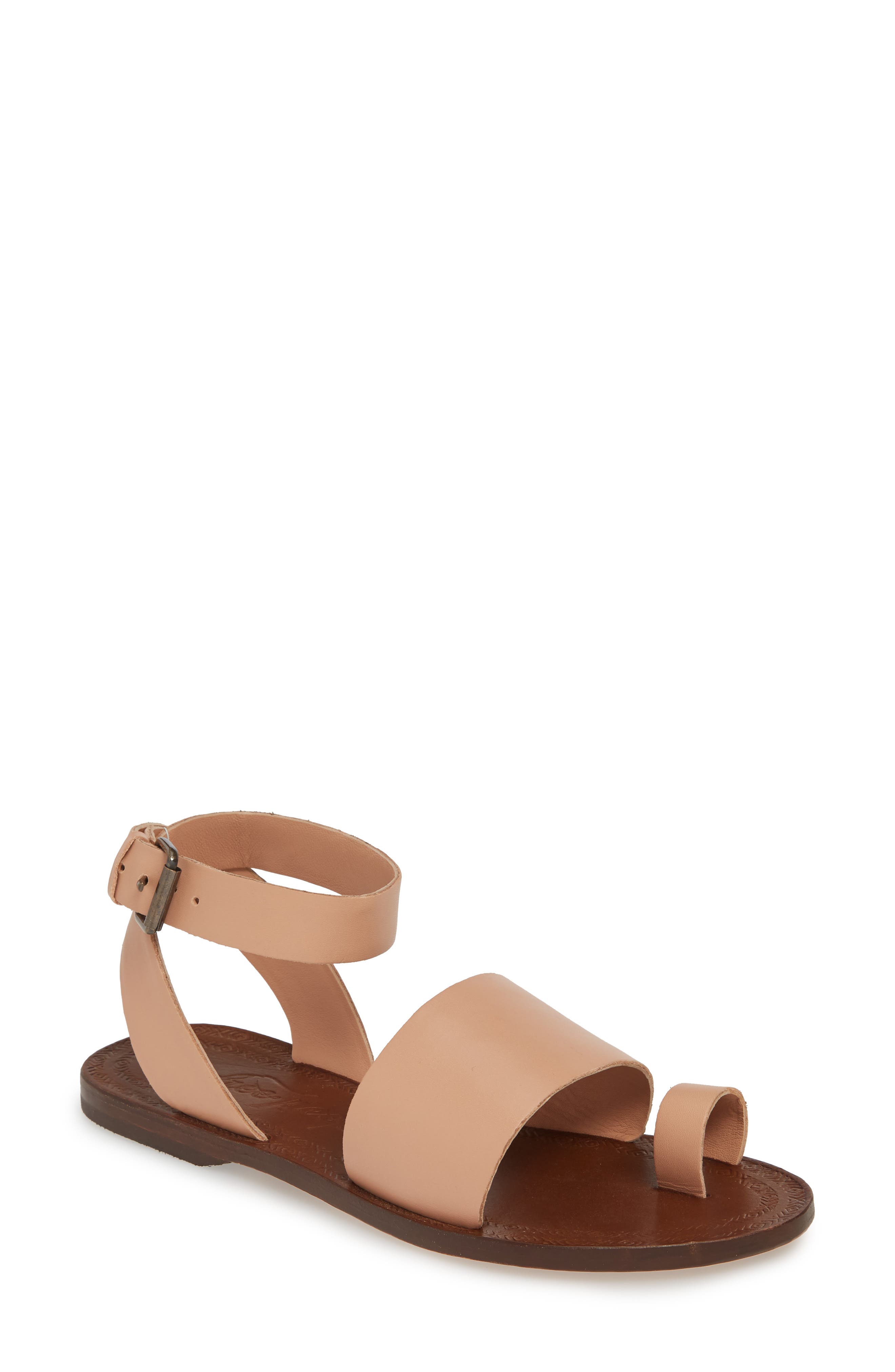 free people torrence flat sandal in leather