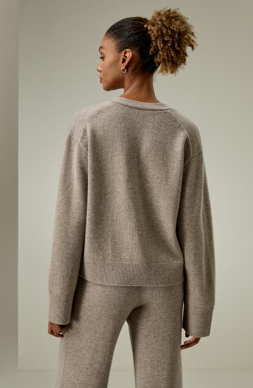 Shop Lilysilk Cropped Wool-cashmere Blend Cardigan Sweater For Women In Camel