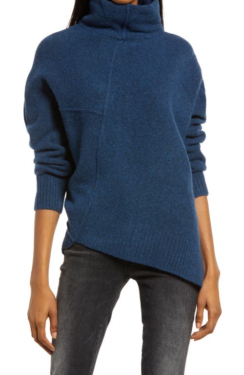 AllSaints Lock Roll Neck Wool Blend Sweater in Aegean Blue