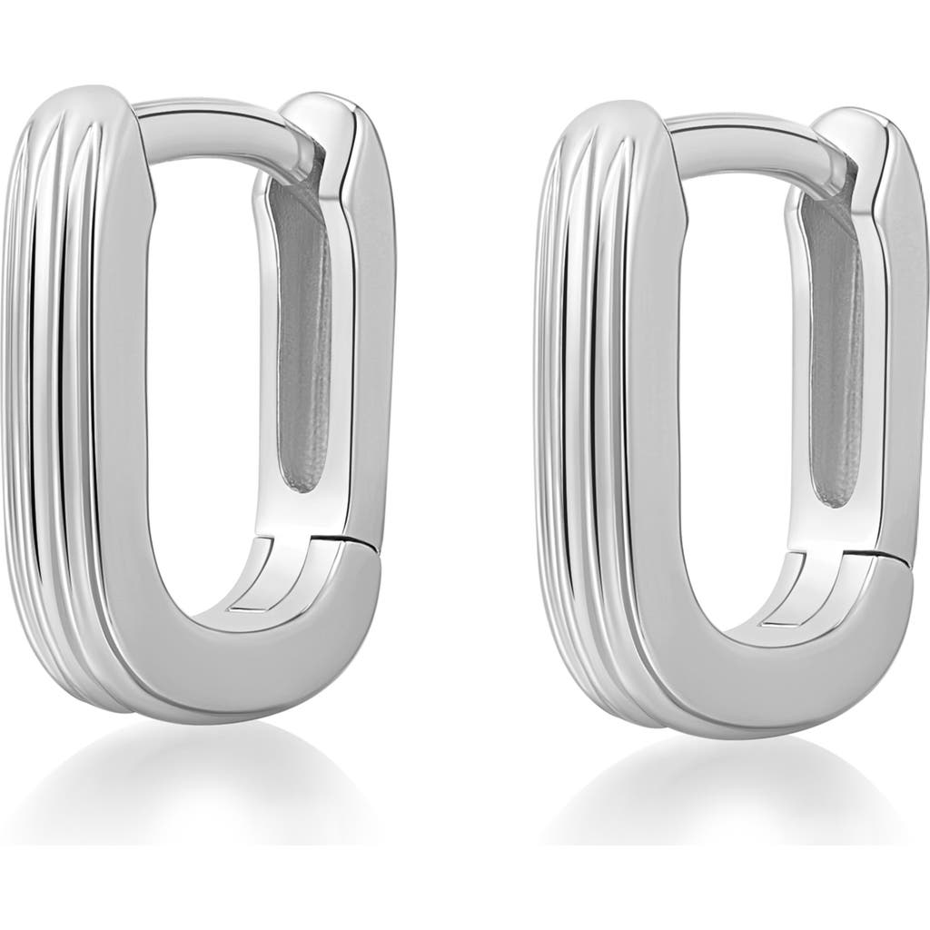 Luv Aj X Dezi The Mini Ridged Chain Link Huggie Earrings In Silver