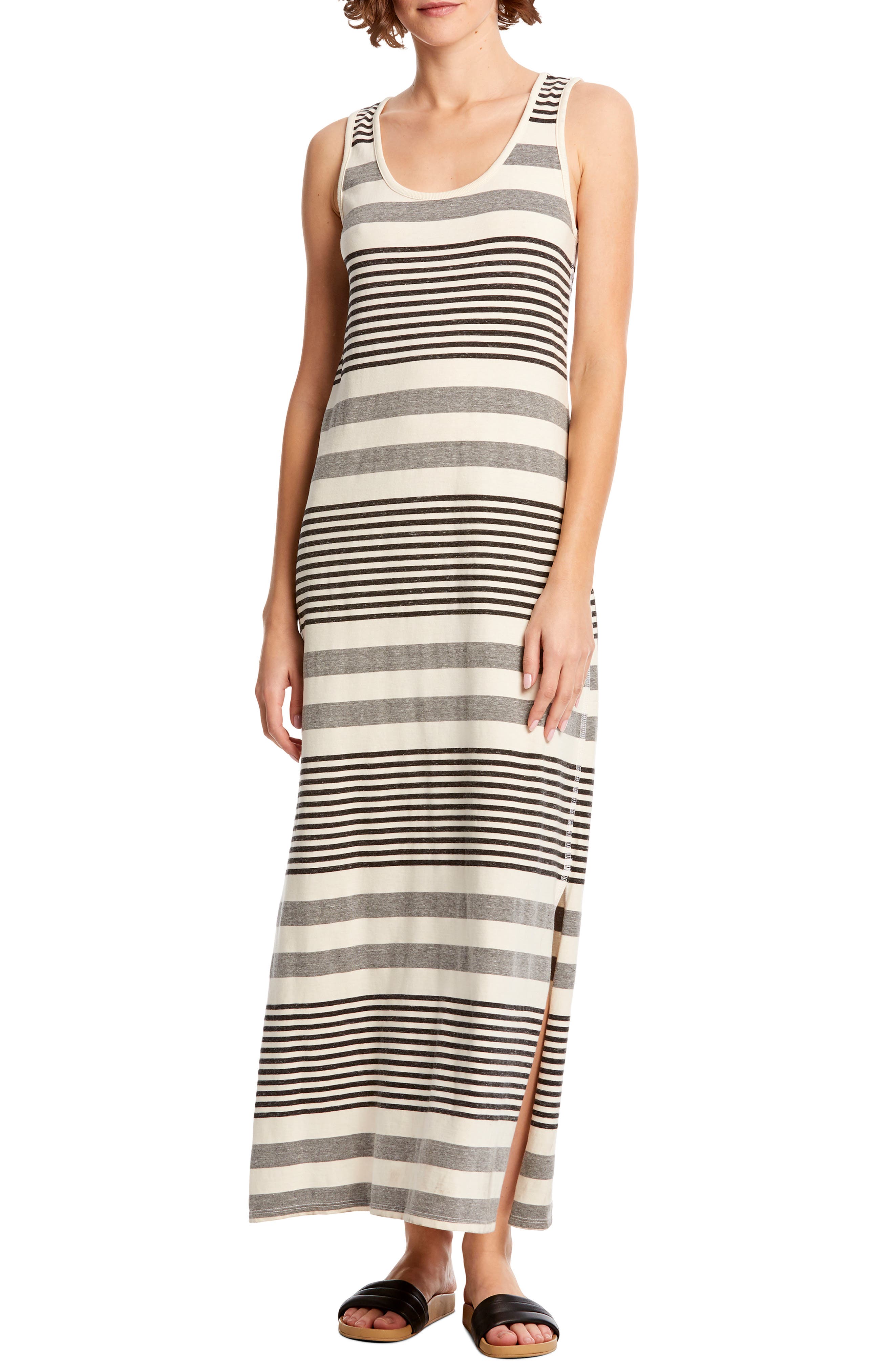 Michael Stars Isabelle Stripe Sleeveless Cotton Blend Tank Dress, White