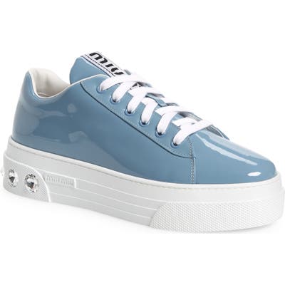 Miu Miu Crystal Detail Skate Sneaker, Blue