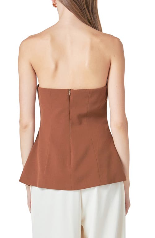 Shop Endless Rose Button Strapless Top In Brown