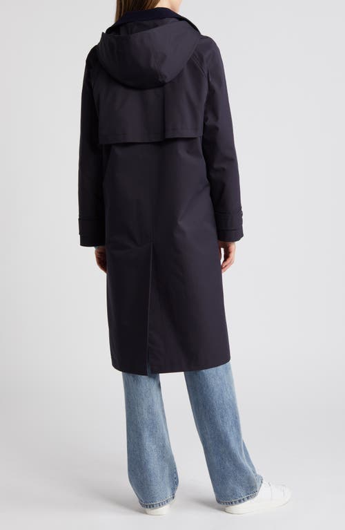 Shop Sam Edelman Mac Longline Coat With Removable Hood In Navy