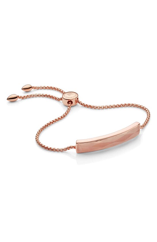 Monica Vinader Rose Gold Baja Facet Bracelet In Rose Gold/ Rose Quartz