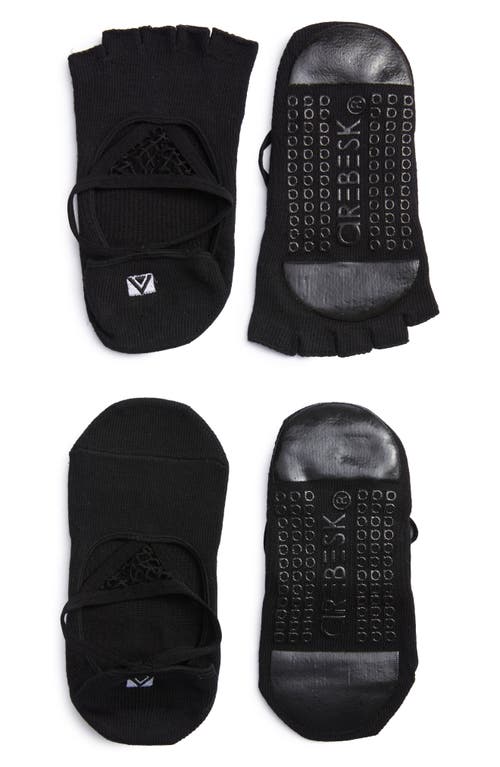 Arebesk Muse Assorted 2-Pack No-Slip Open Toe & Closed Toe Socks in Black /Black