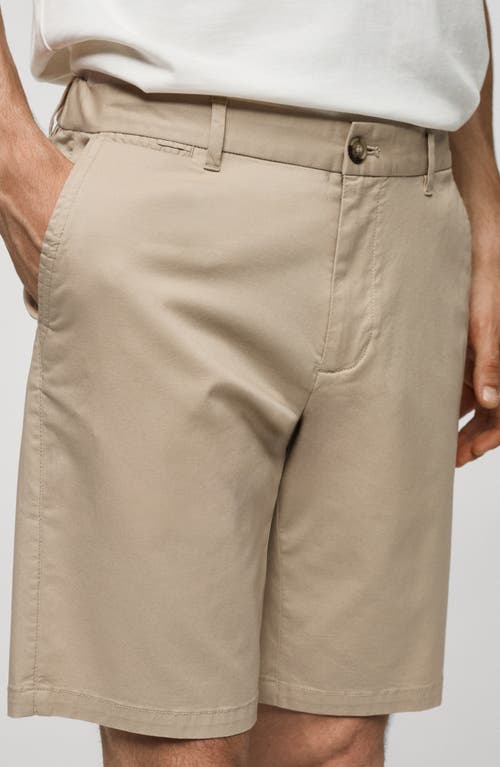 Shop Mango Slim Fit Stretch Cotton Bermuda Chino Shorts In Beige