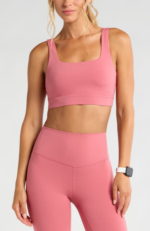 Shop Zella Luxe Lite Squared Up Sports Bra In Pink Mauve