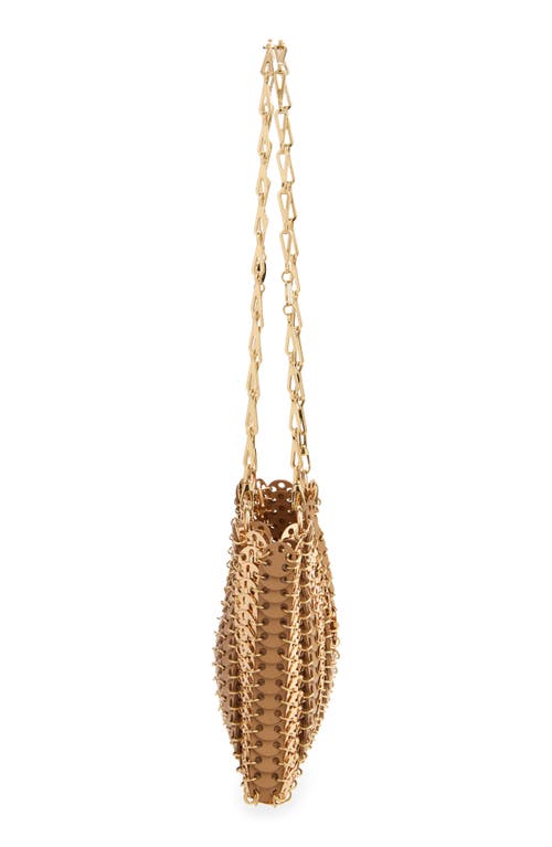 Shop Rabanne Sac Metal & Leather Shoulder Bag In Cappucino/gold