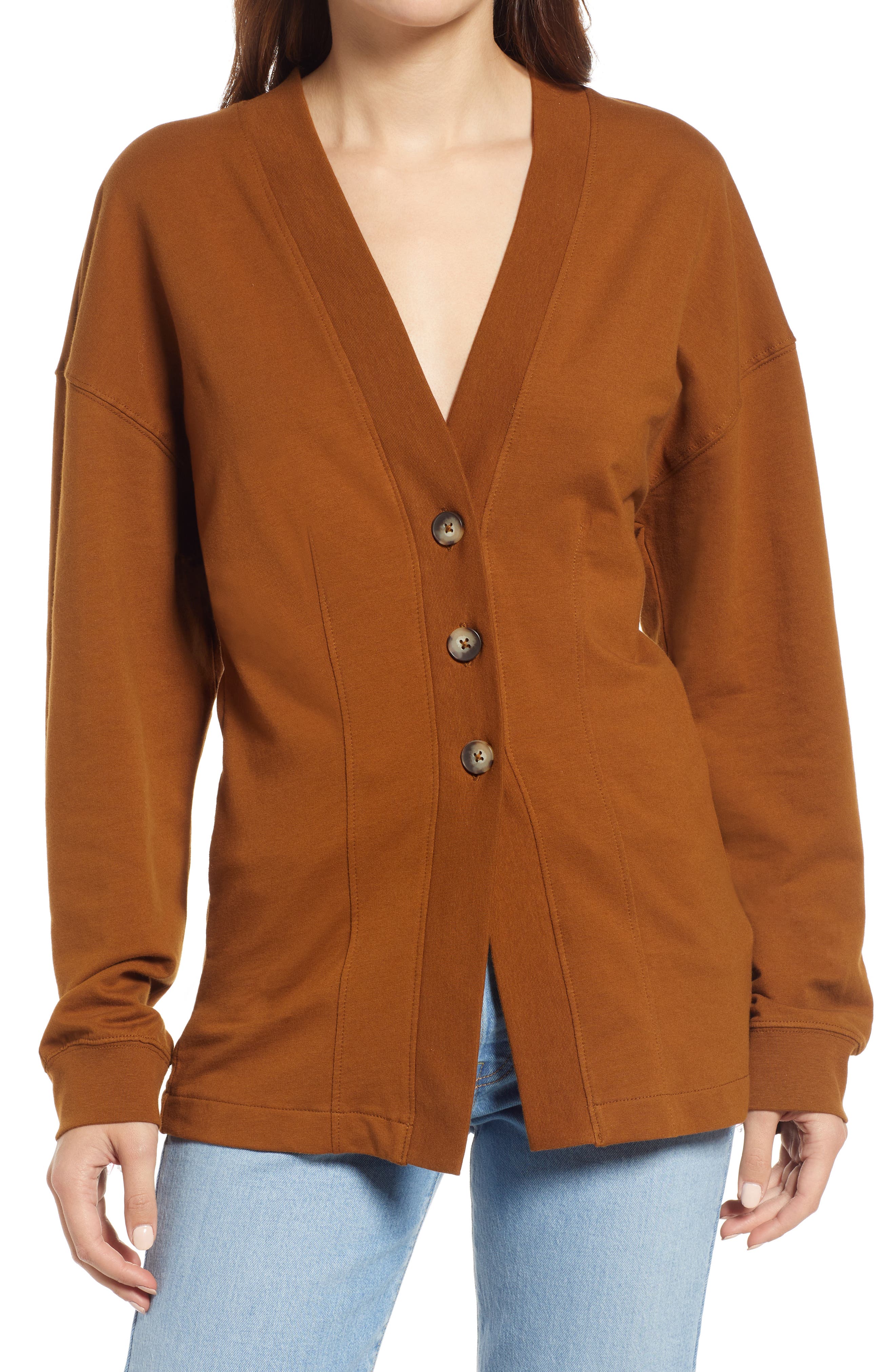 button sweatshirt cardigan