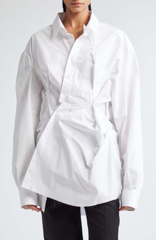 Maison Margiela Oversize Décortiqué Raw Hem Button-Up Shirt White at Nordstrom, Us