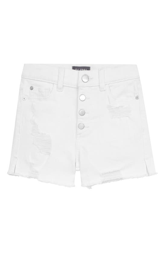Dl1961 Kids' Lucy Cutoff Denim Shorts In White Distressed