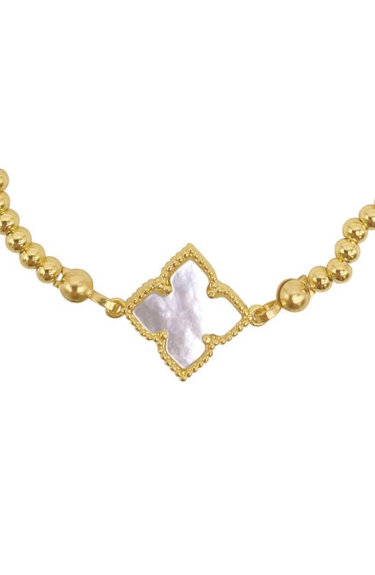 White Mother of Pearl Flower Bracelet gold