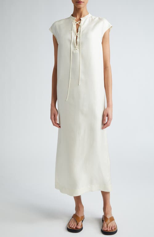 Loulou Studio Lace-Up Cap Sleeve Silk Shift Dress at Nordstrom,