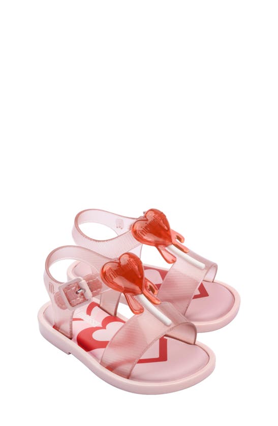 Melissa Kids' Mini Mar Jelly Pop Glitter Sandal In Clear Pink/ Red