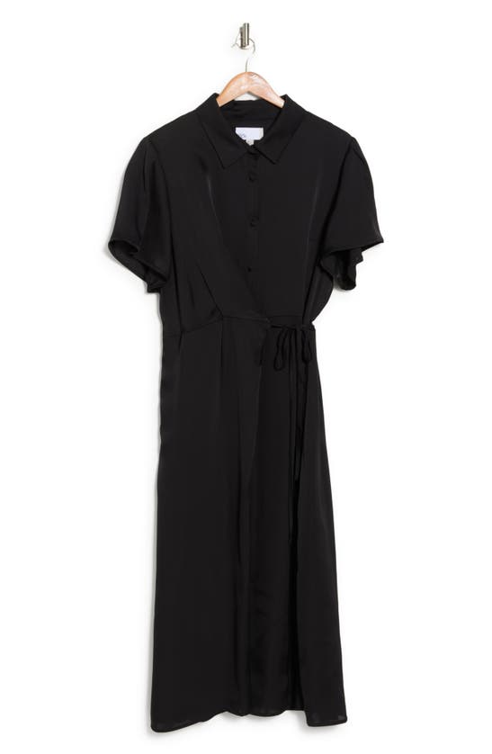 Nordstrom Rack Short Sleeve Wrap Dress In Black