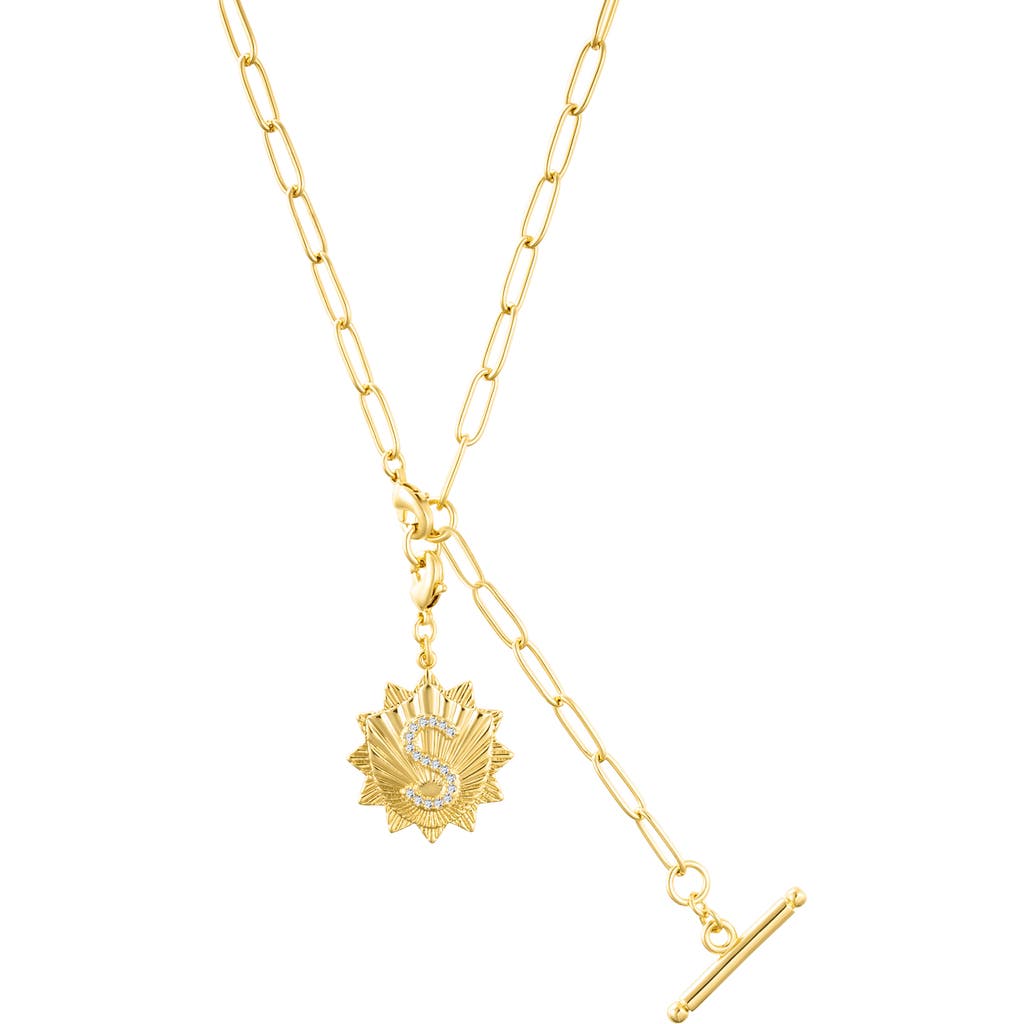 Adornia Initial Cz Pendant Toggle Necklace In Gold-s