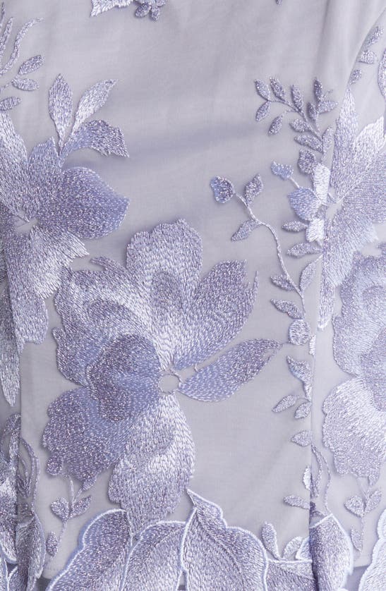 Alex Evenings Illusion Sleeve Embroidered Midi Dress In Lavender