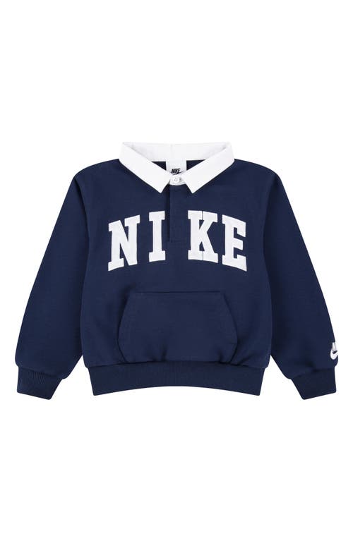 Shop Nike Kids' Sportswear Club Polo Sweatshirt In Midnight Navy