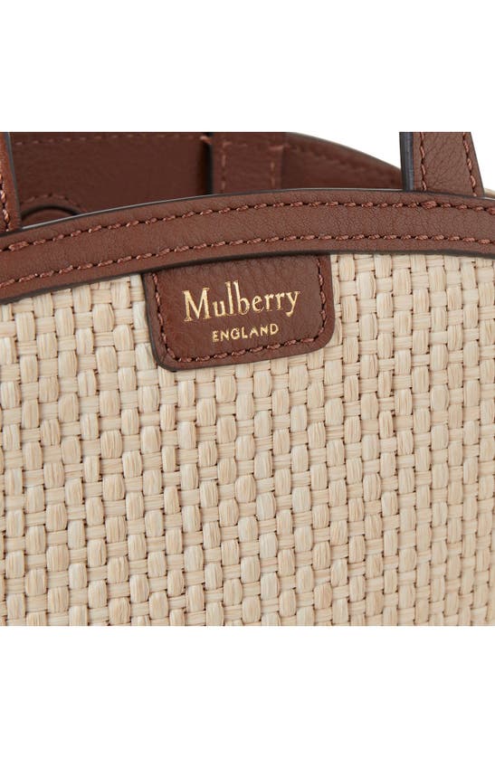 Shop Mulberry Mini Clovelly Raffia Tote In Ecru-bright Oak