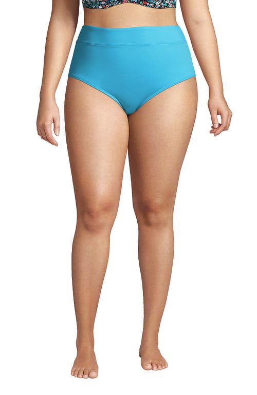 Shop Lands' End Plus Size Tummy Control High Waisted Bikini Swim Bottoms In Turquoise