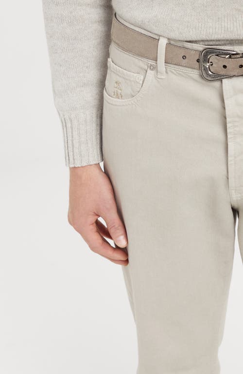 Shop Brunello Cucinelli Garment-dyed Iconic Fit Five-pocket Trousers In Stone Grey