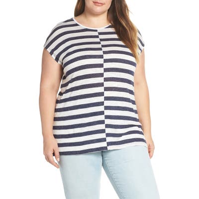 Plus Size Vince Camuto Misaligned Stripe Top, Green
