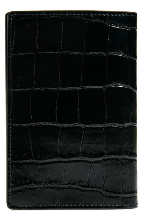 Mulberry Croc Embossed Leather Passport Wallet In Black