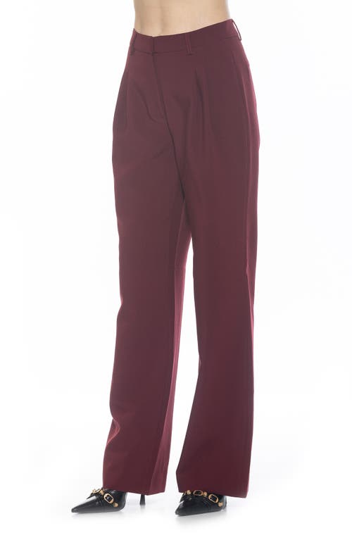 Alexia Admor Ellie Pleated Wide Leg Pants In Burgundy