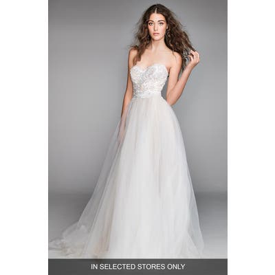 Willowby Mandara Lace & Tulle Strapless Ballgown, Size IN STORE ONLY - Ivory