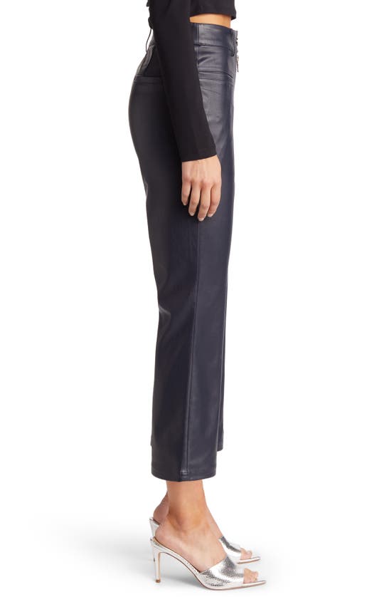 Amy Lynn Faux Leather Crop Trousers In Navy Blue