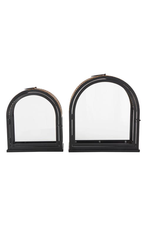 Ginger Birch Studio Set Of 2 Lantern Candleholders In Black