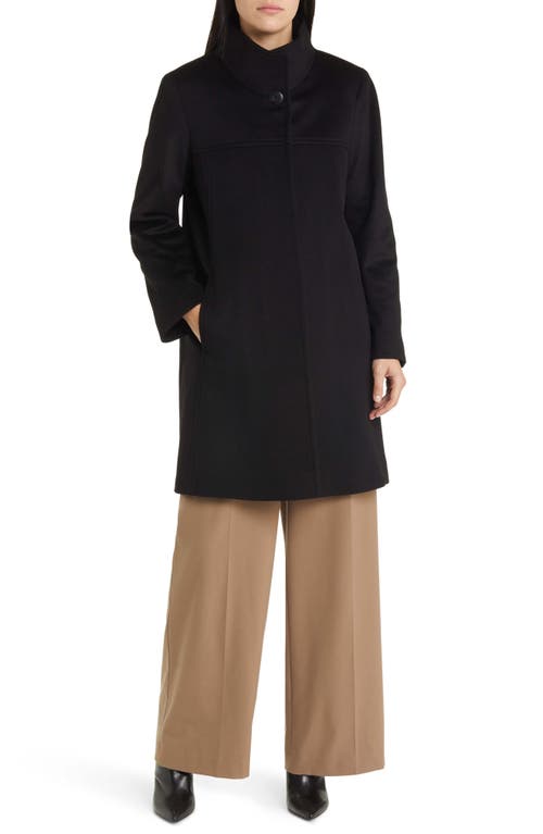 Drew Stand Collar Cashmere Coat in Black