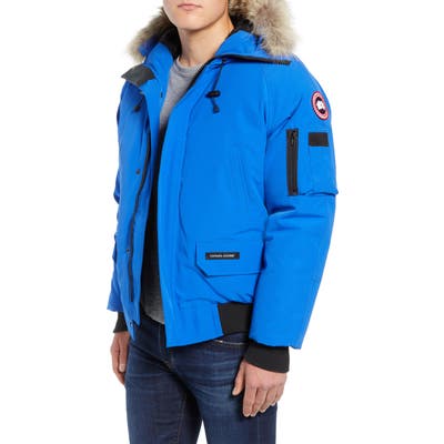 Canada Goose Pbi Chilliwack Down Bomber Jacket With Genuine Coyote Trim, Blue