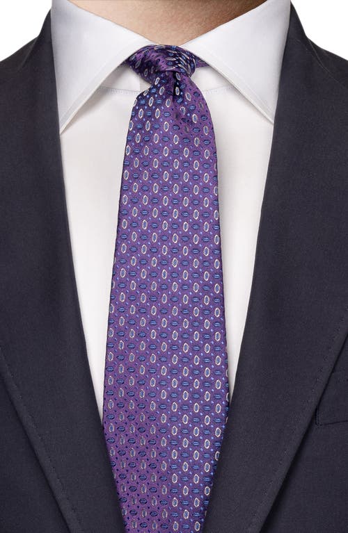 Shop Eton Neat Geometric Pattern Silk Tie In Medium Purple