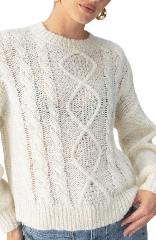 Shop Sanctuary Cozy Cable Stitch Crewneck Sweater In Chalk