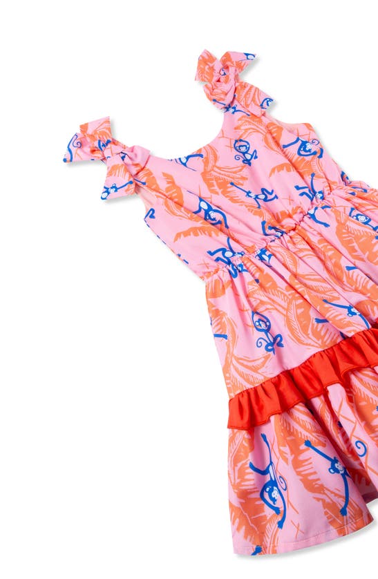 Shop Peek Aren't You Curious Kids' Monkey Print Dress In Pink Print