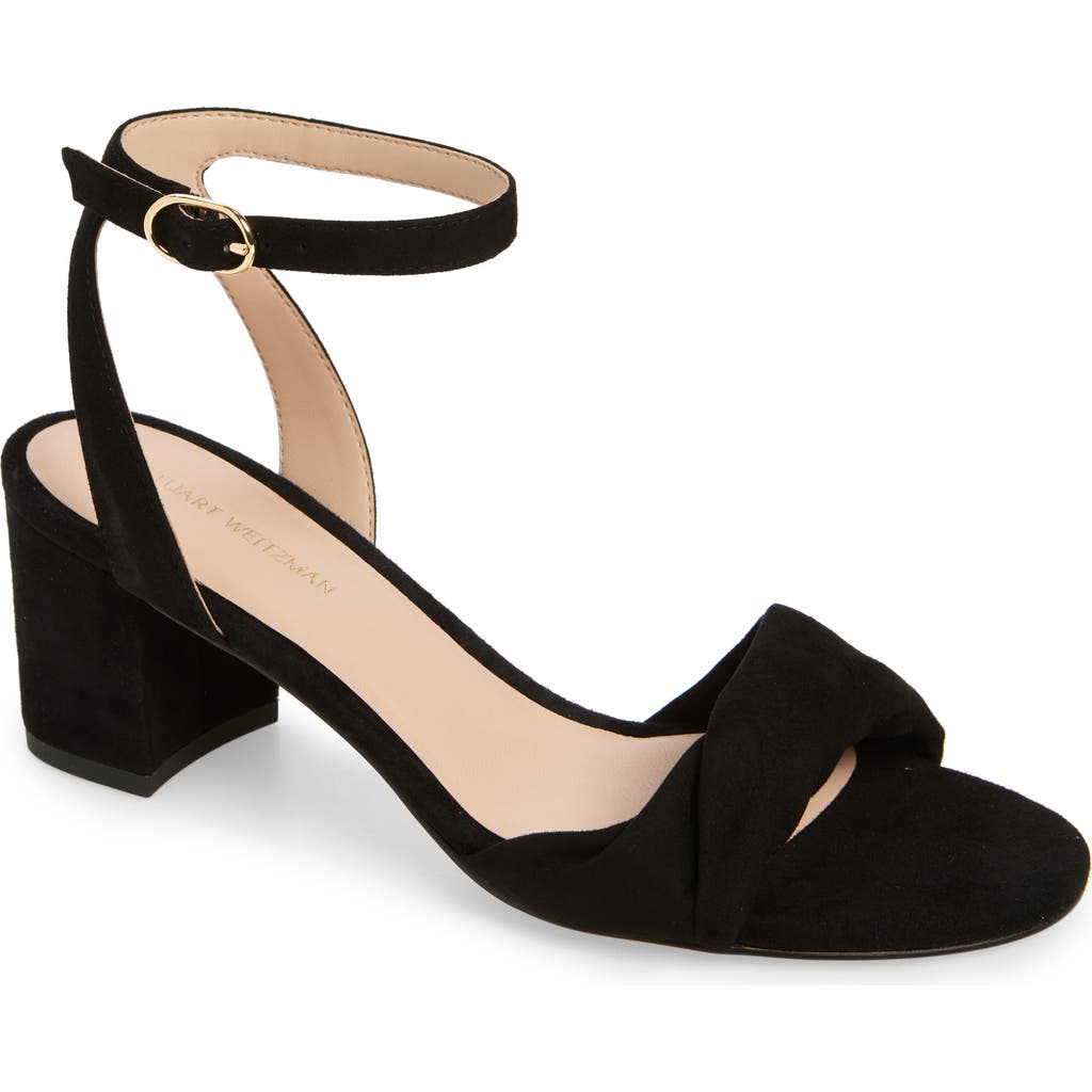 Stuart Weitzman Everly Block Heel Sandal In Black